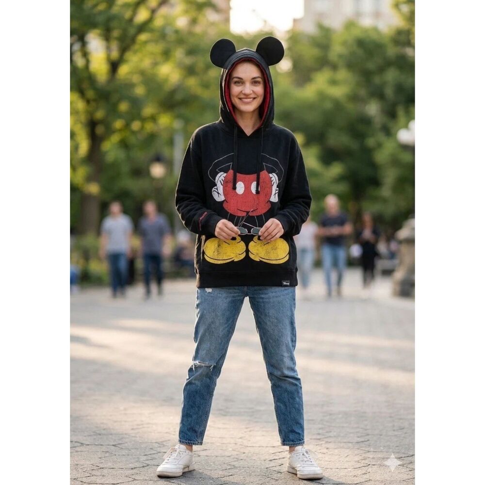 Disney Parks Mickey Mouse Ears sweatshirt Adult Sz Small pullover Hoodie costume